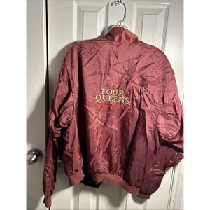 Vintage Four Queens Casino Las Vegas NV Windbreaker Jacket L Maroon Broken Zip